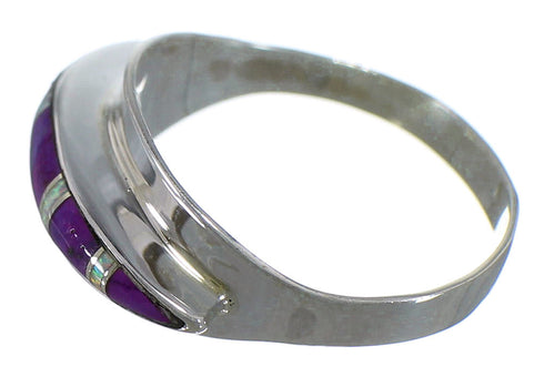 Magenta Turquoise Opal Inlay Sterling Silver Ring Size 6-3/4 EX44592